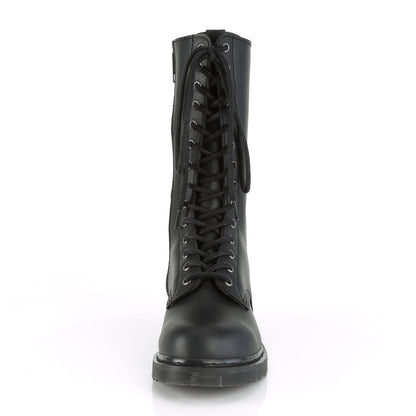 BOLT-300 1 1/4" Heel 14-Eyelet Mid Calf Unisex Vegan Boot, Side Zip