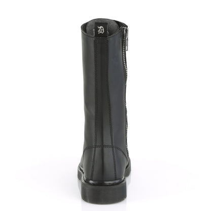 BOLT-300 1 1/4" Heel 14-Eyelet Mid Calf Unisex Vegan Boot, Side Zip