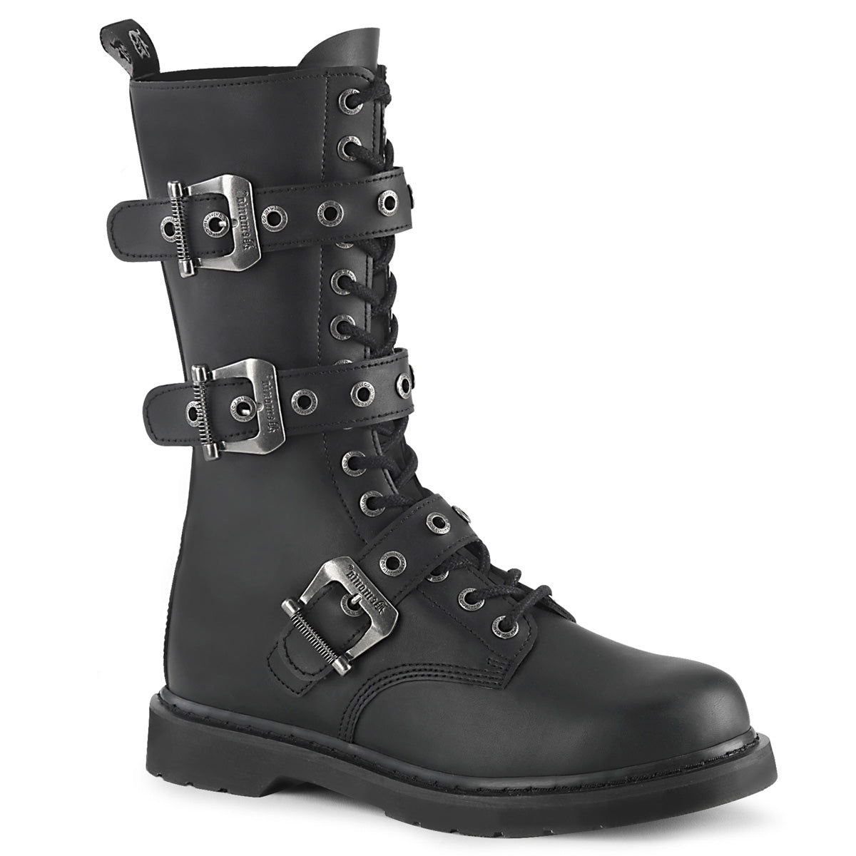 BOLT-330 1 1/4" Heel 14 Eyelet Mid-Calf Combat Boot, Side Zip