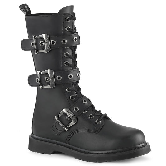 BOLT-330 1 1/4" Heel 14 Eyelet Mid-Calf Combat Boot, Side Zip
