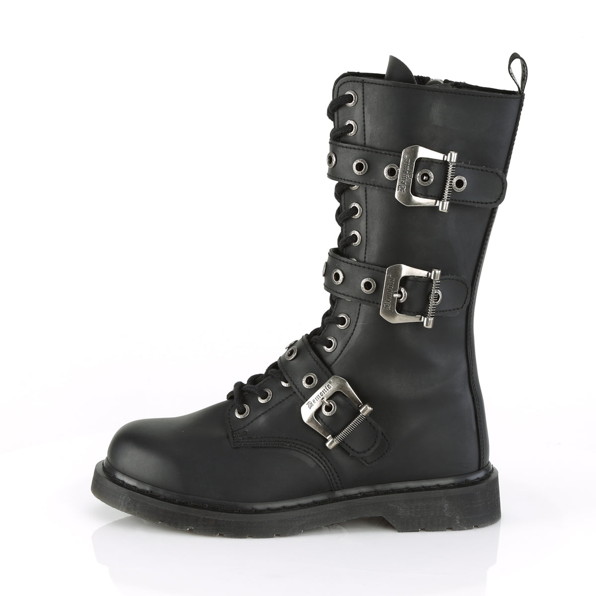 BOLT-330 1 1/4" Heel 14 Eyelet Mid-Calf Combat Boot, Side Zip