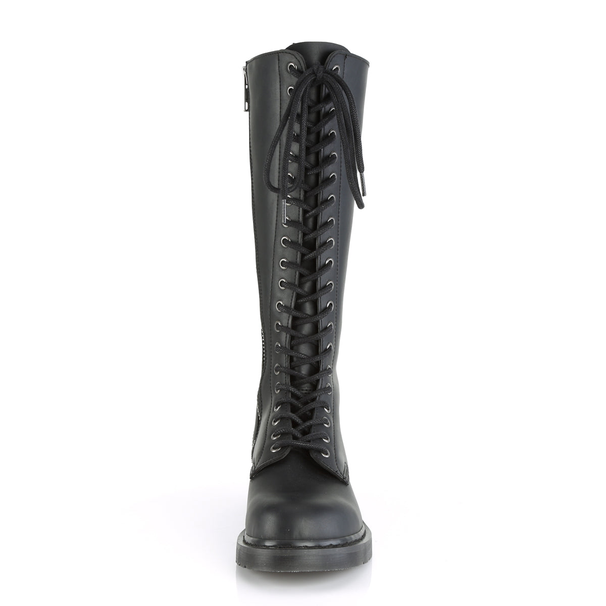 BOLT-400 1 1/4" Heel 20-Eyelet Knee High Unisex Vegan Boot, Side Zip