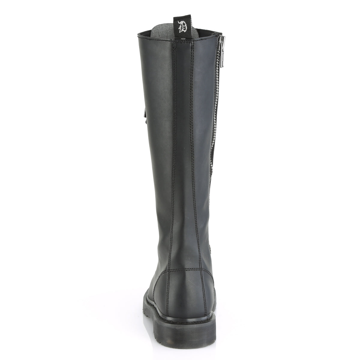 BOLT-400 1 1/4" Heel 20-Eyelet Knee High Unisex Vegan Boot, Side Zip
