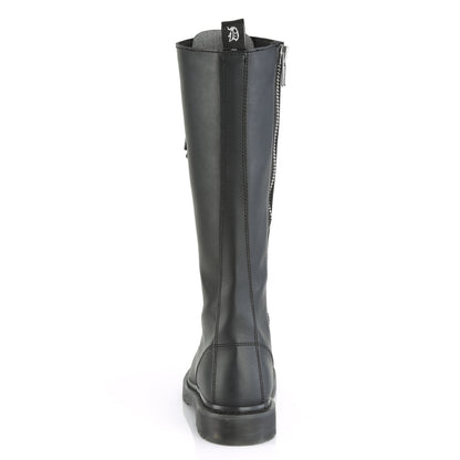 BOLT-400 1 1/4" Heel 20-Eyelet Knee High Unisex Vegan Boot, Side Zip