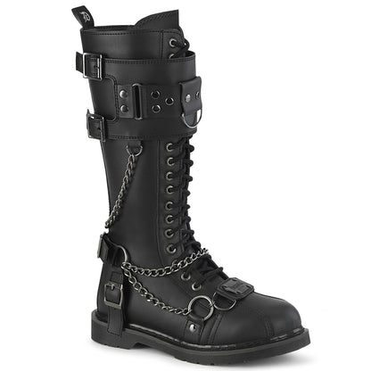 BOLT-415 1 1/4" Heel 20 Eyelet Knee High Combat Boot, Side Zip