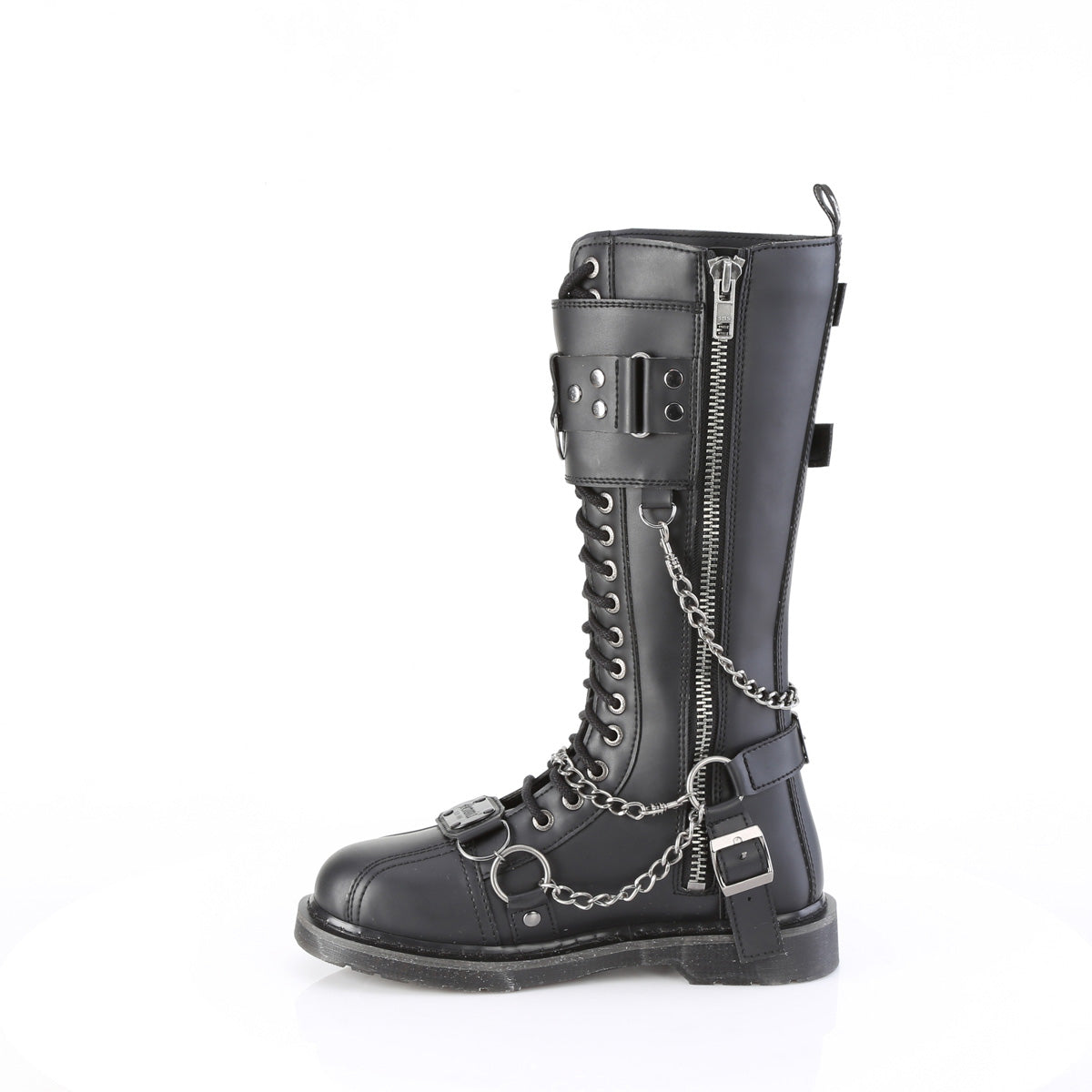 BOLT-415 1 1/4" Heel 20 Eyelet Knee High Combat Boot, Side Zip