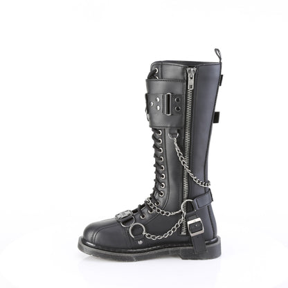 BOLT-415 1 1/4" Heel 20 Eyelet Knee High Combat Boot, Side Zip