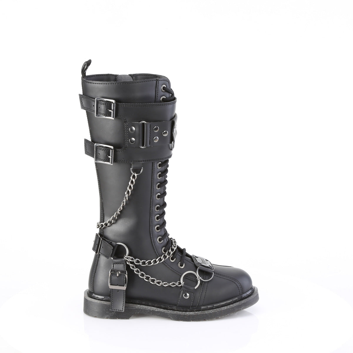 BOLT-415 1 1/4" Heel 20 Eyelet Knee High Combat Boot, Side Zip