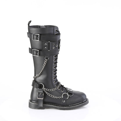 BOLT-415 1 1/4" Heel 20 Eyelet Knee High Combat Boot, Side Zip