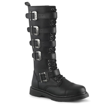 BOLT-425 1 1/4" Heel 20 Eyelet  Knee High Combat Boot, Side Zip