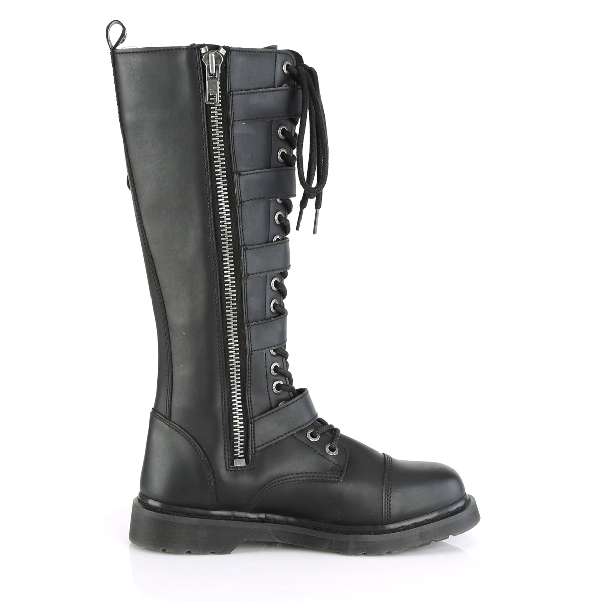 BOLT-425 1 1/4" Heel 20 Eyelet  Knee High Combat Boot, Side Zip