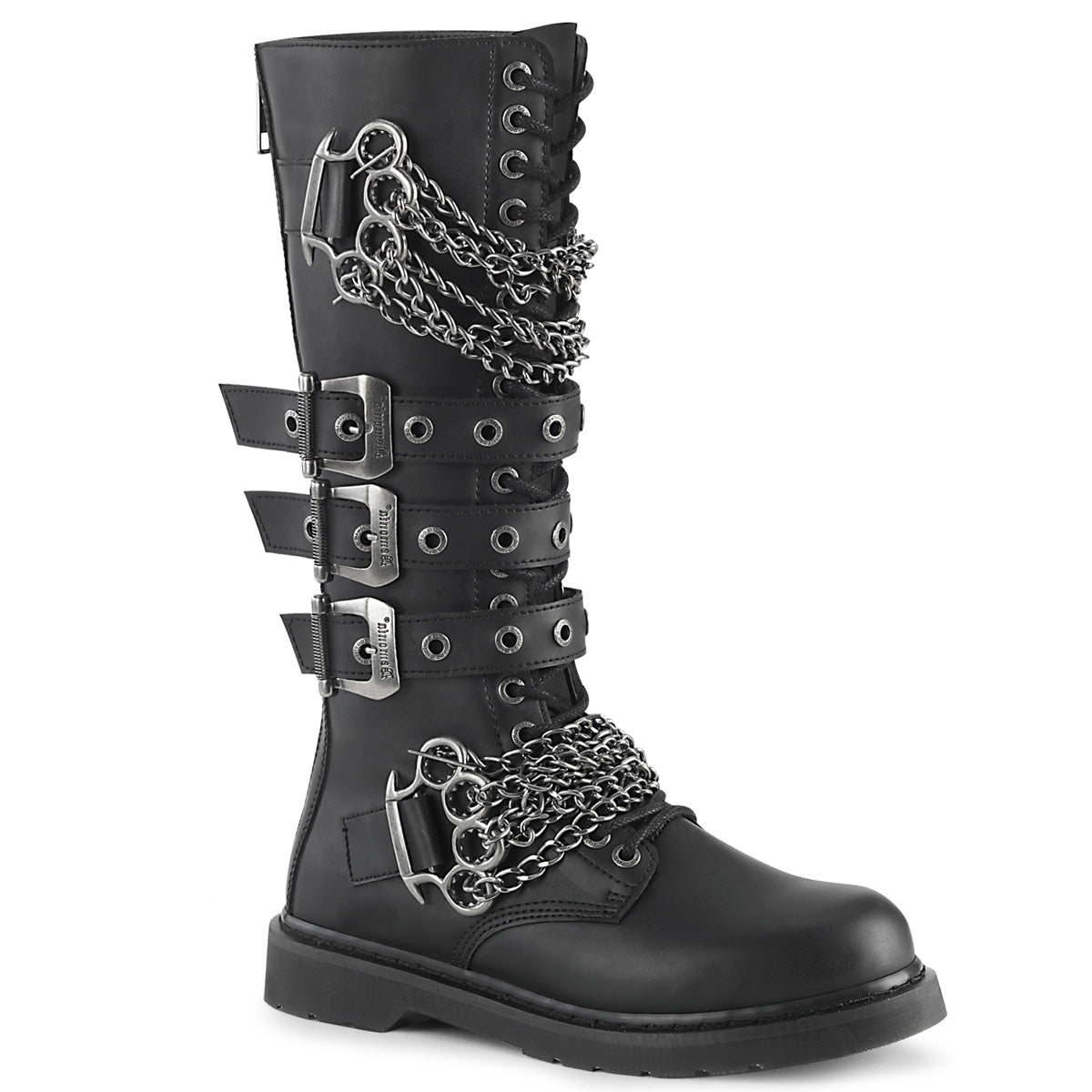 BOLT-450 1 1/4" Heel 20 Eyelet Knee High Combat Boot, Side Zip