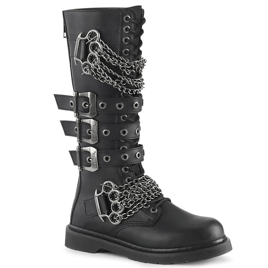 BOLT-450 1 1/4" Heel 20 Eyelet Knee High Combat Boot, Side Zip