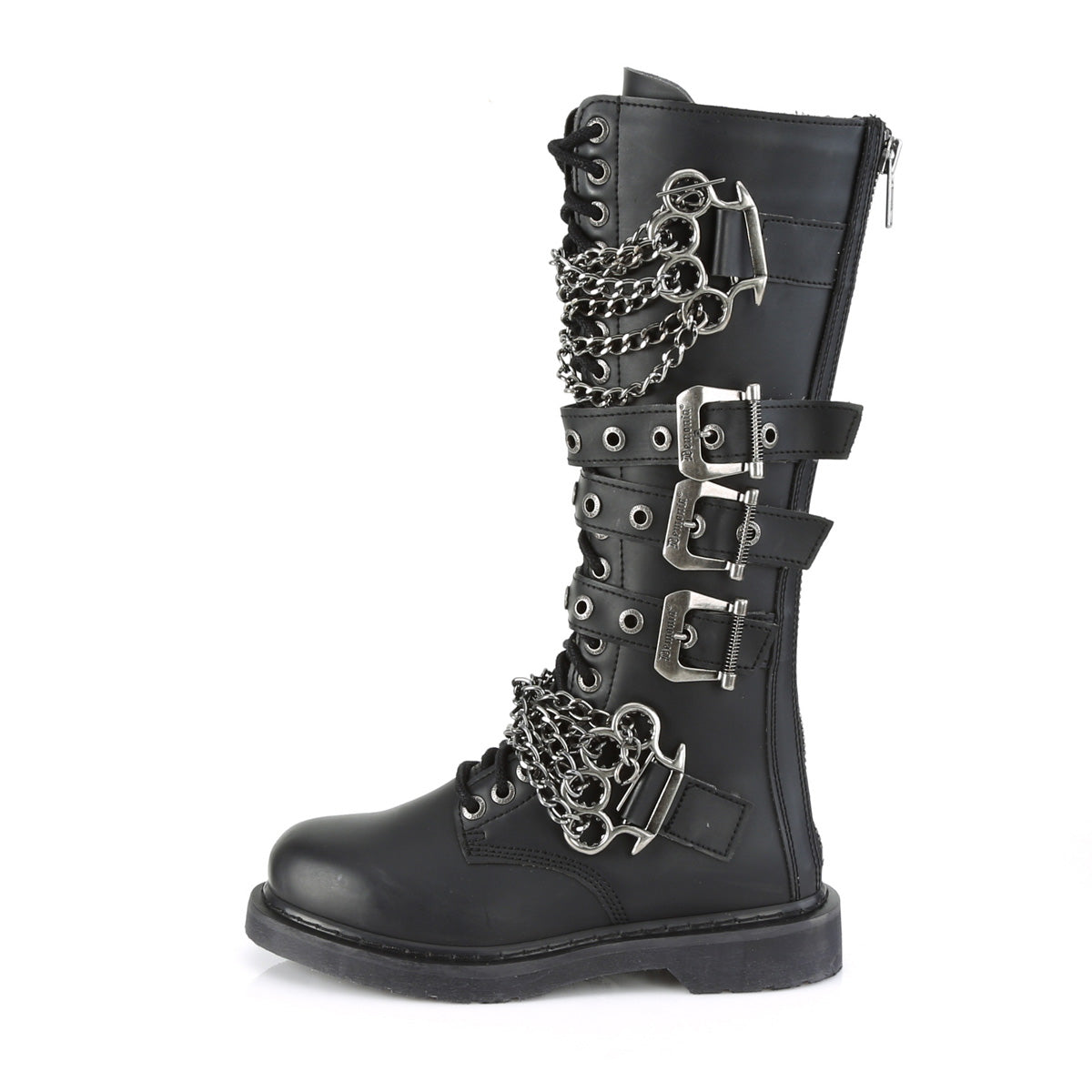 BOLT-450 1 1/4" Heel 20 Eyelet Knee High Combat Boot, Side Zip