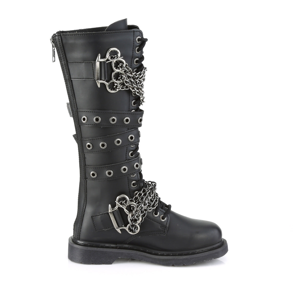 BOLT-450 1 1/4" Heel 20 Eyelet Knee High Combat Boot, Side Zip