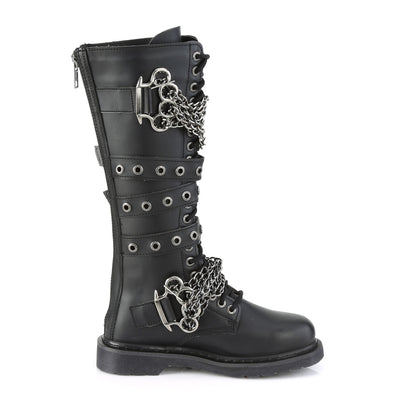 BOLT-450 1 1/4" Heel 20 Eyelet Knee High Combat Boot, Side Zip