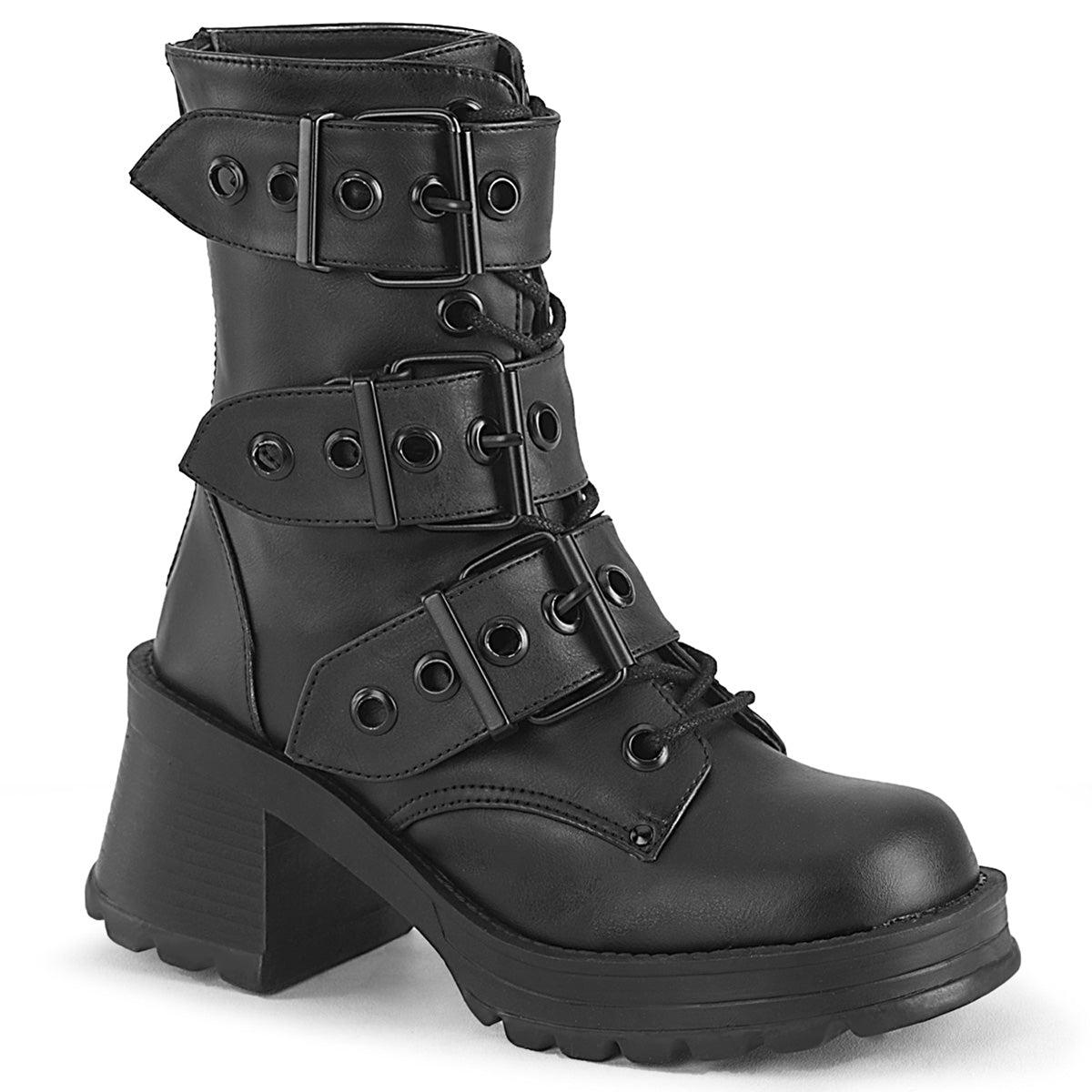 BRATTY-118 2 3/4" Heel, 1" Platform Lace-Up Ankle Boot, Inside Zip