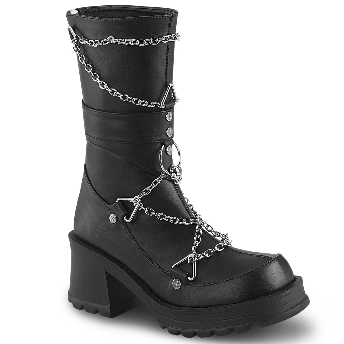 BRATTY-120 **2 3/4" Heel, 1" Platform Mid-Calf Boot, Back Zip