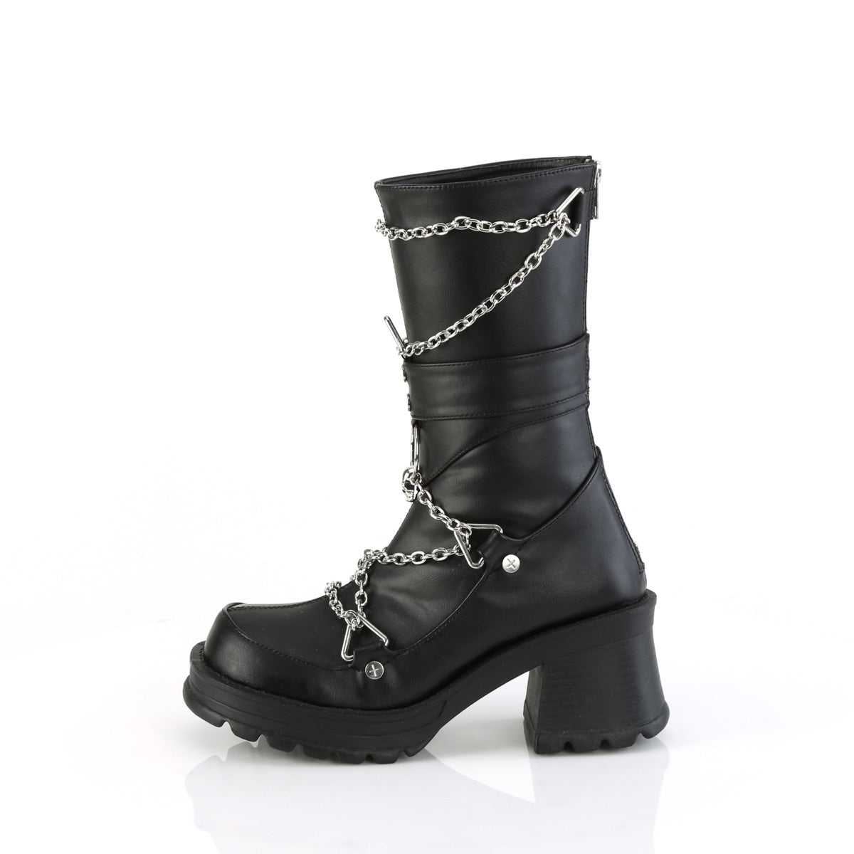 BRATTY-120 **2 3/4" Heel, 1" Platform Mid-Calf Boot, Back Zip