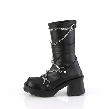 BRATTY-120 **2 3/4" Heel, 1" Platform Mid-Calf Boot, Back Zip