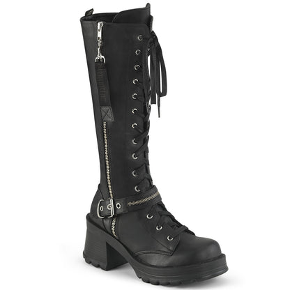 BRATTY-206 *2 3/4" Heel, 1" Platform Lace-Up Knee High Boot, Outer Zip