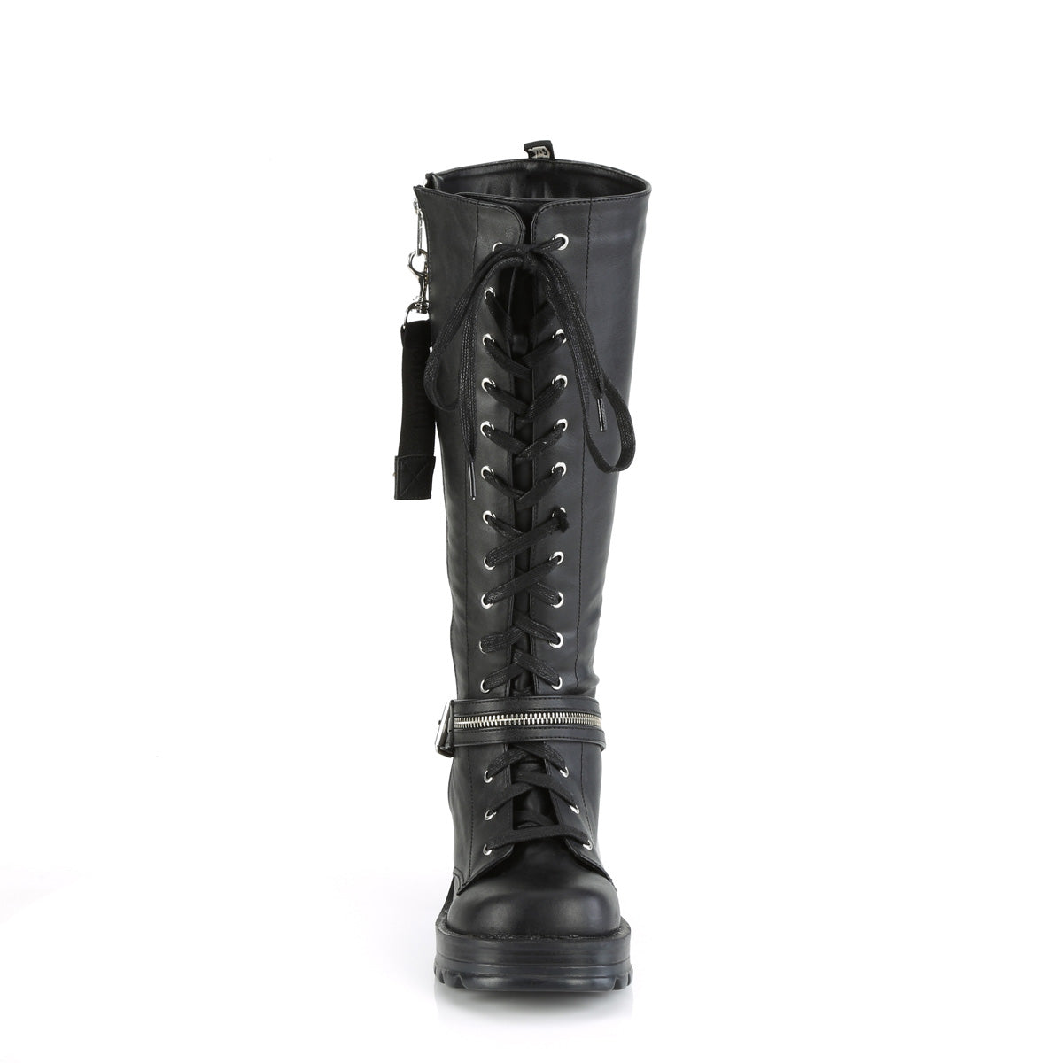 BRATTY-206 *2 3/4" Heel, 1" Platform Lace-Up Knee High Boot, Outer Zip