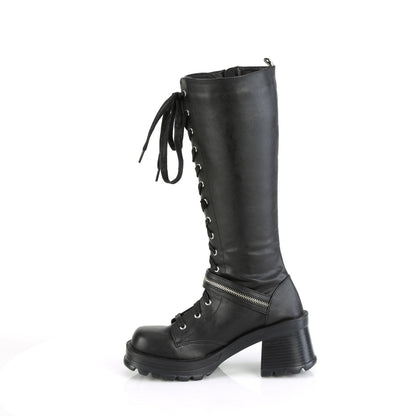 BRATTY-206 *2 3/4" Heel, 1" Platform Lace-Up Knee High Boot, Outer Zip