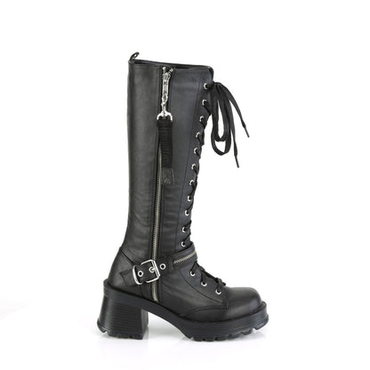BRATTY-206 *2 3/4" Heel, 1" Platform Lace-Up Knee High Boot, Outer Zip