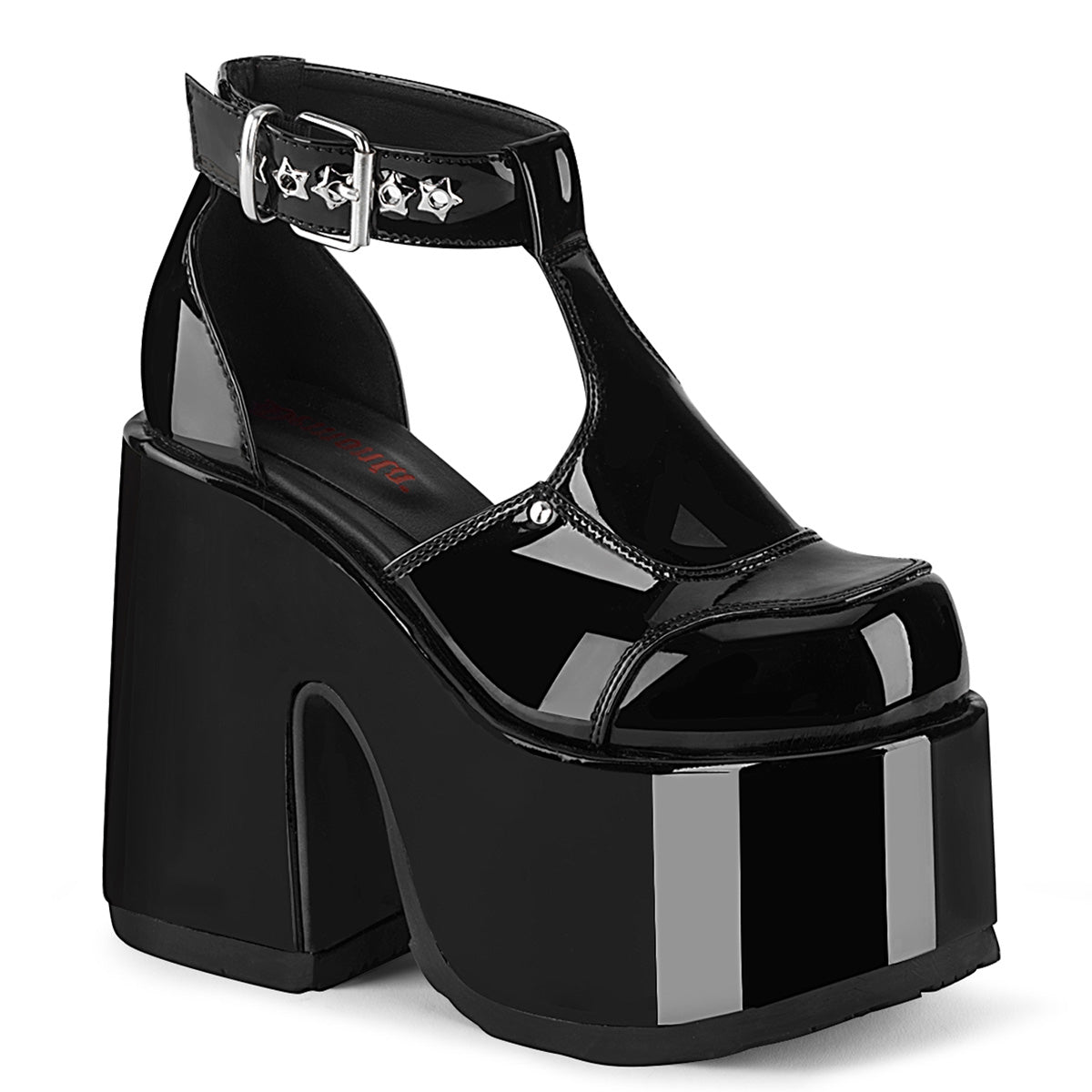 CAMEL-103 5" Chunky Heel, 3" Platform Eyelet T-Strap Sandal
