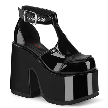 CAMEL-103 5" Chunky Heel, 3" Platform Eyelet T-Strap Sandal