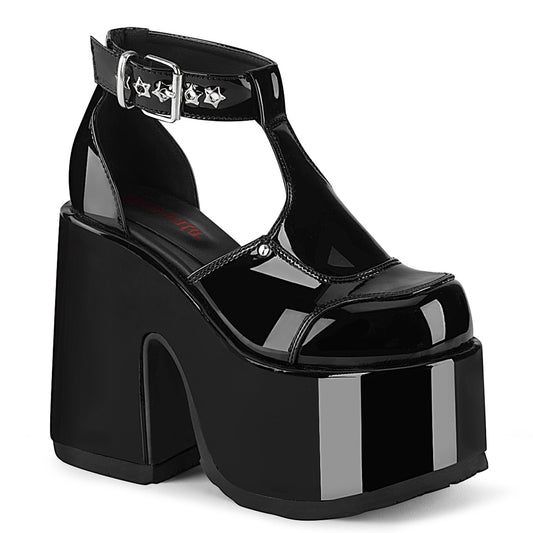 CAMEL-103 5" Chunky Heel, 3" Platform Eyelet T-Strap Sandal
