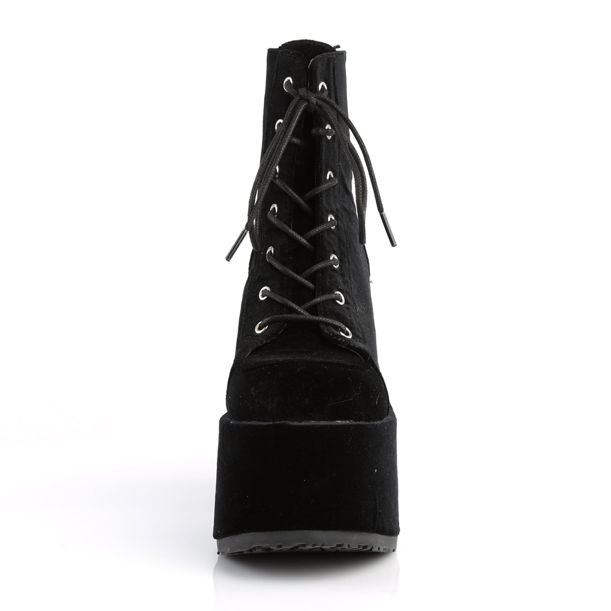 CAMEL-203 *5" Chunky Heel, 3" P/F Lace-Up Ankle Boot, Metal Back Zip