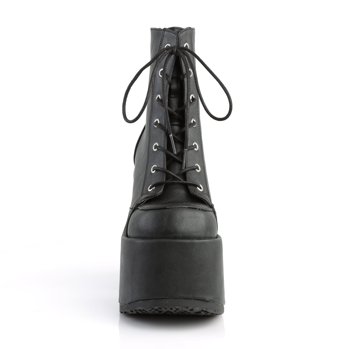 CAMEL-203 5" ChunkyHeel, 3" P/F Lace-UpAnkleBoot, Metal Back Zip