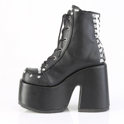 CAMEL-208 5" Chunky Heel, 3" P/F Lace-Up Ankle Boot, Outside Zip