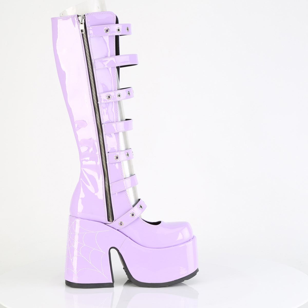 CAMEL-223 5" Chunky Heel, 3" P/F Open Front Knee High BT, Inside Zip