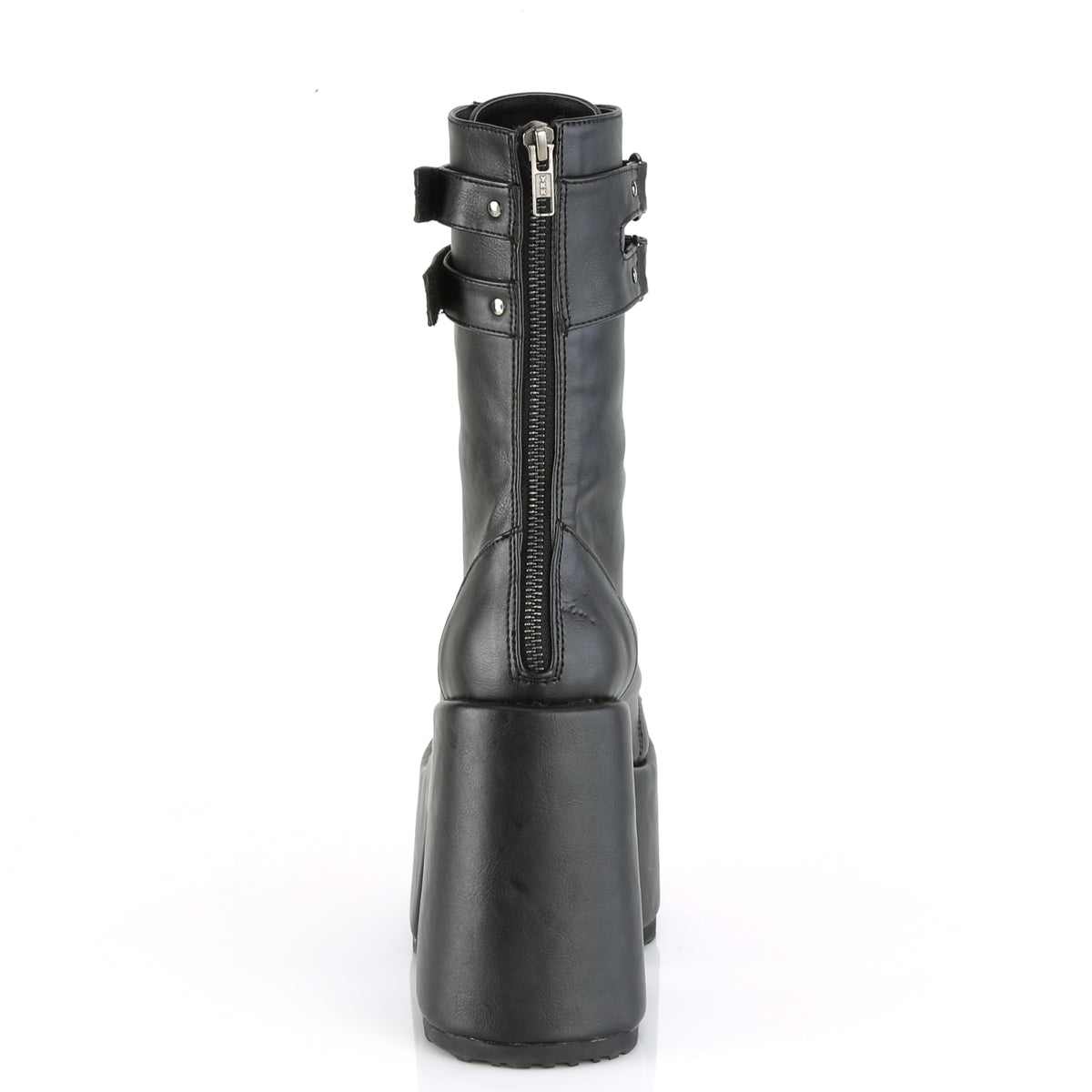 CAMEL-250 5" Chunky Heel, 3" P/F Lace-Up Mid-Calf Boot, Back Zip
