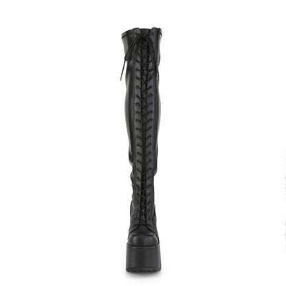 CAMEL-300 5" ChunkyHeel, 3" PF Thigh-High Lace-UpBoot,OutsideZip