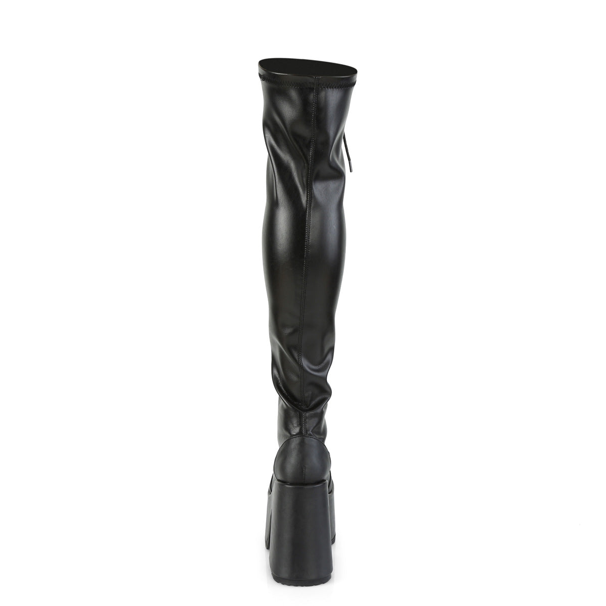 CAMEL-300 5" ChunkyHeel, 3"PF Lace-Up Thigh-High Boot,OutsideZip