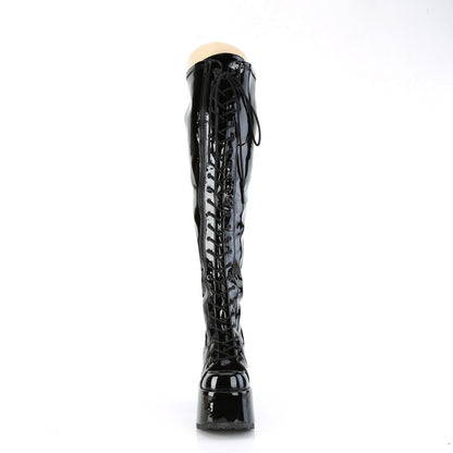 CAMEL-300WC 5" Chunky Heel, 3" PF Wide Calf Thigh-High Boot,Outside Zip