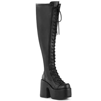 CAMEL-300WC 5" Chunky Heel, 3" PF Wide Calf Thigh-High Boot,Outside Zip