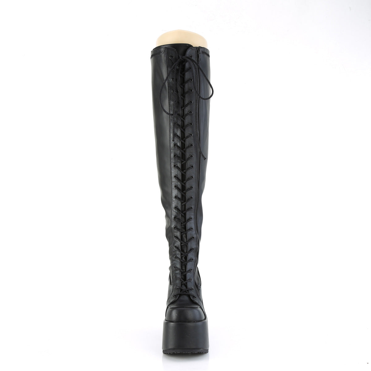 CAMEL-300WC 5" Chunky Heel, 3" PF Wide Calf Thigh-High Boot,Outside Zip
