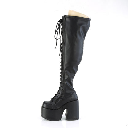 CAMEL-300WC 5" Chunky Heel, 3" PF Wide Calf Thigh-High Boot,Outside Zip