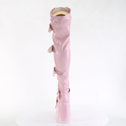 CAMEL-305 *5" Chunky Heel, 3" PF Thigh-High Lace-Up Boot, Inside Zip