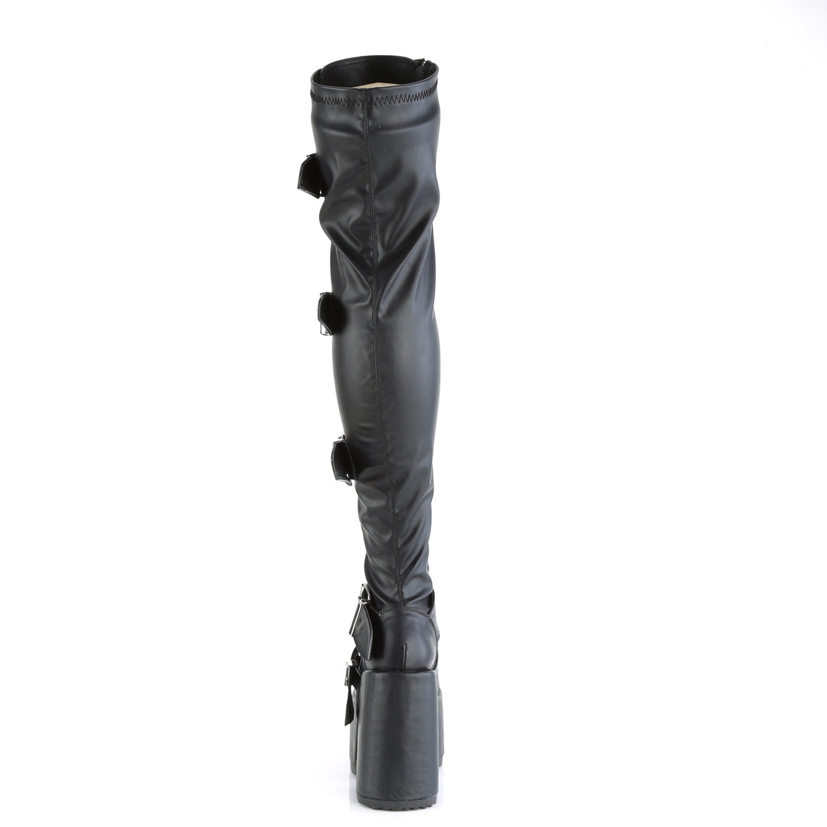 CAMEL-305 5" Chunky Heel, 3" PF Thigh-High Lace-Up Boot, Inside Zip
