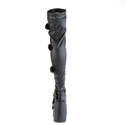 CAMEL-305 5" Chunky Heel, 3" PF Thigh-High Lace-Up Boot, Inside Zip