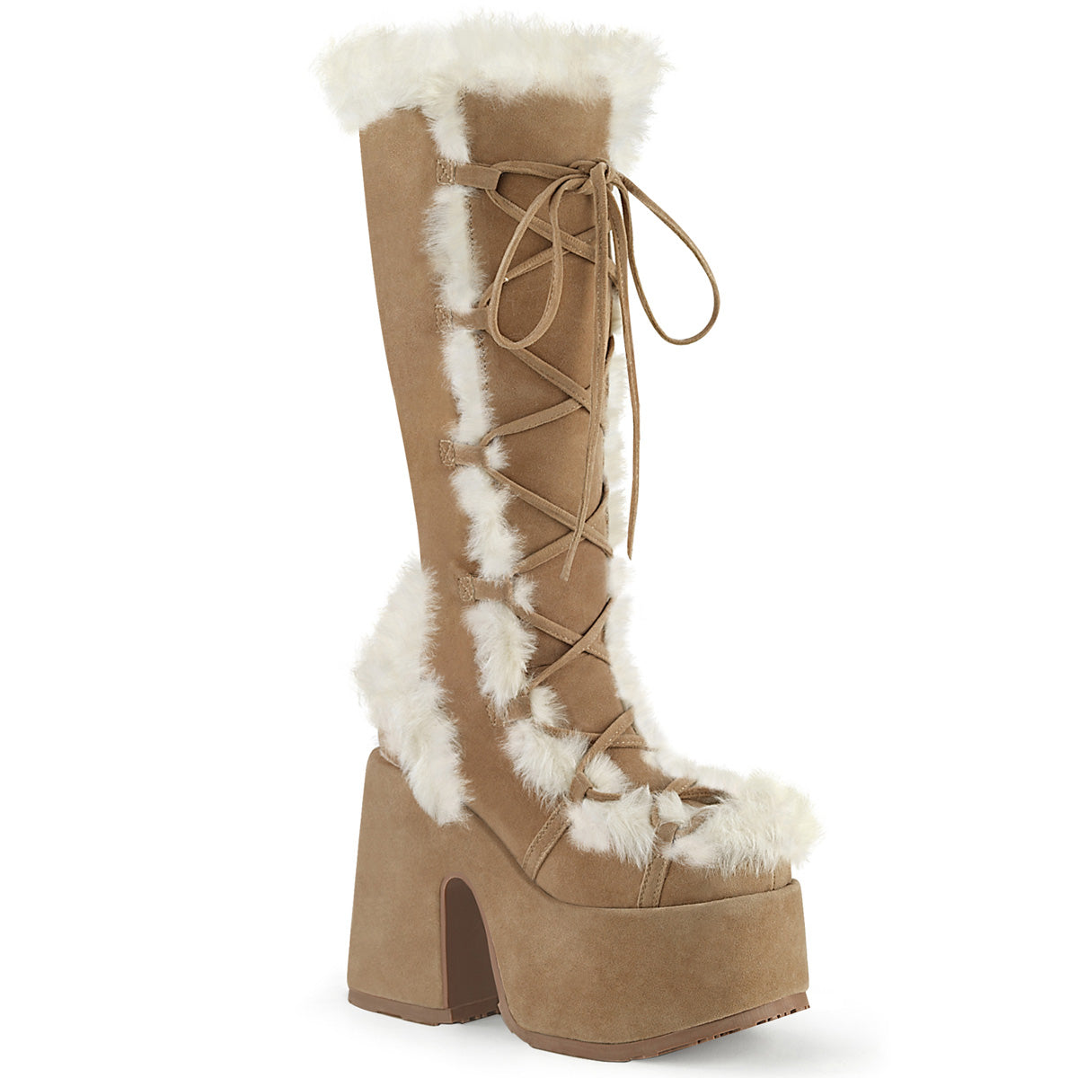 CAMEL-311 5" PF Goth Punk Gogo Faux Fur Knee BT