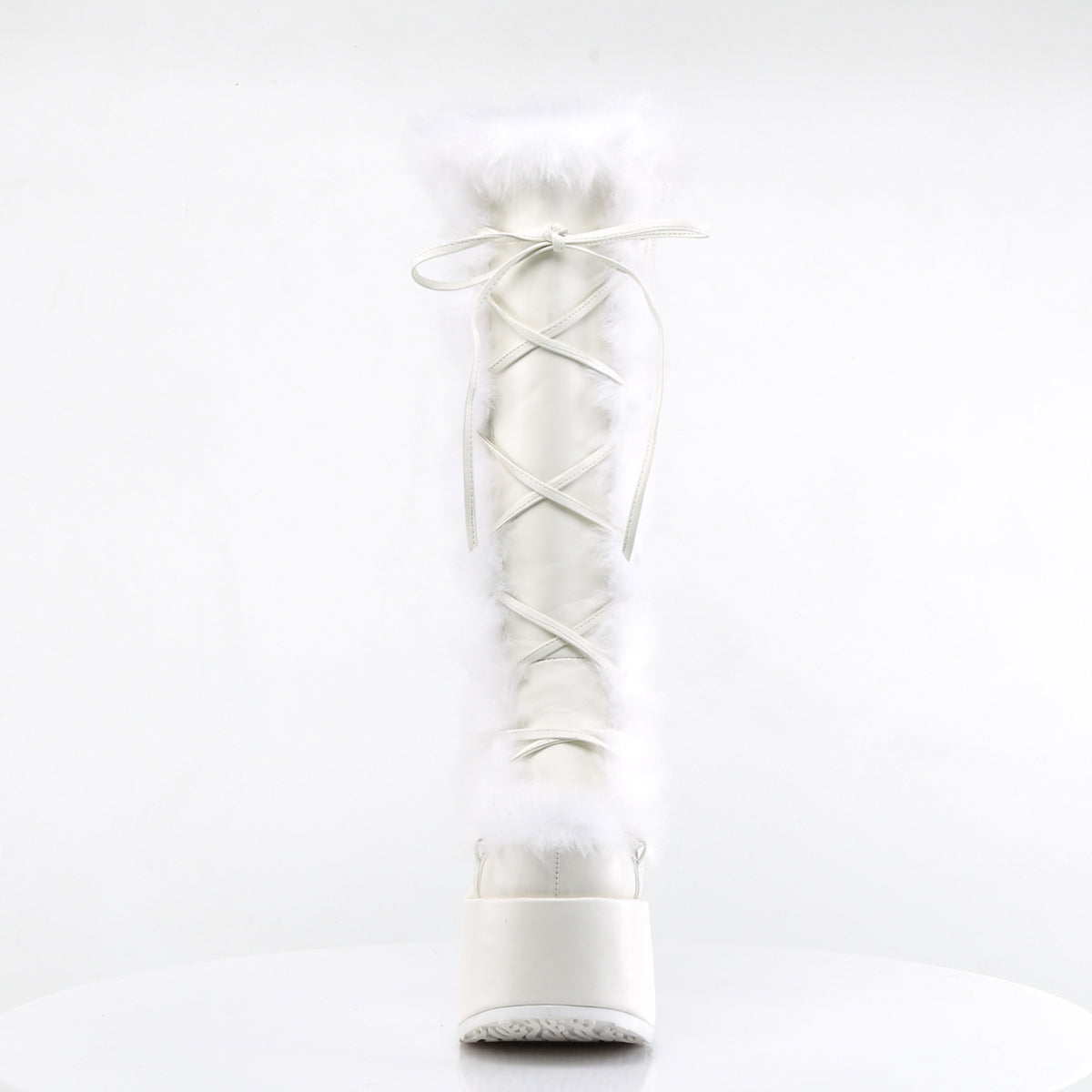 CAMEL-311 5" Chunky Heel, 3" P/F Lace-Up Knee High Boot, Side Zip