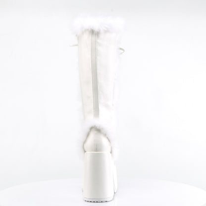 CAMEL-311 5" Chunky Heel, 3" P/F Lace-Up Knee High Boot, Side Zip