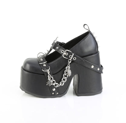 CAMEL-33 5" Chunky Heel, 3" Platform Eyelet T-Strap Maryjane