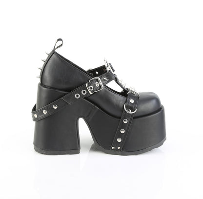 CAMEL-33 5" Chunky Heel, 3" Platform Eyelet T-Strap Maryjane